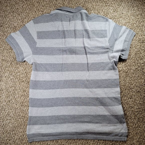 Old Navy Striped Short Sleeve Polo Men's Size Medium Grey - Picture 2 of 10